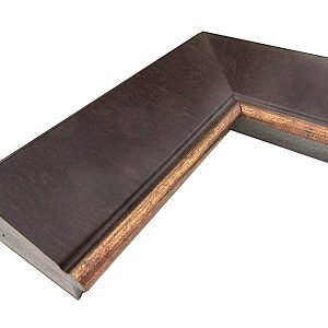 UA-EC430: 2 1/16" Wide Faux Grain Dark Brown, Slanted Polystyrene Frame with Gold Edges (1/2" Rabbet)