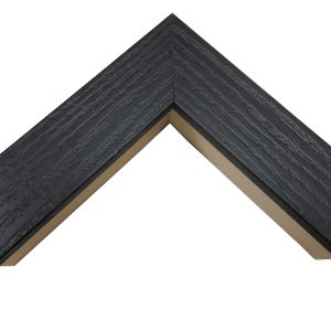 UA-G4010: 1 1/2" Wide Black Painted Wood Shadowbox with Embossed Grain (1 3/4" Rabbet)