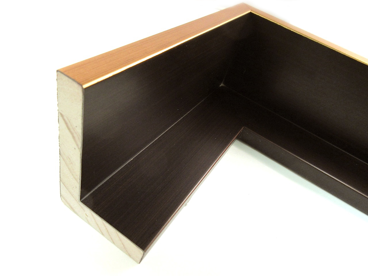 80637-G Gold and Dark Brown Floater Moulding at Wholesale Price (2-1/4" Rabbet Depth) - 99 Feet Cut into 5 ft and 4 ft Sections