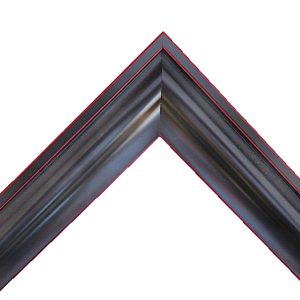 G-BLK23: 1 3/8" Wide Satin Black, Curved Wood Frame with Red Stripes (1/2" Rabbet)