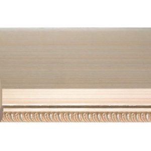 G-7464: 4" Wide White Wash Champagne Silver Slanted Wood Frame with Scrolled Lip (1" Rabbet)