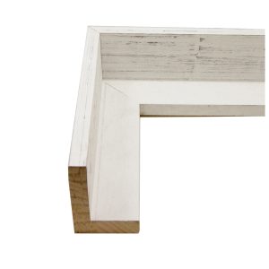 B971-M Weathered White Rustic Floater Frame Moulding at Wholesale Price (1-1/2" Rabbet Depth) - 99 Feet Cut into 5 ft and 4 ft Sections