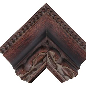 UA-T3336: 4" Wide Ornate Copper, Sloped Wood Frame with Beaded Edge (7/16" Rabbet)