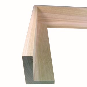 Floater E - Unfinished Poplar Floater Moulding at Wholesale Price (2" Rabbet Depth) - 99 Feet Cut into 5 ft and 4 ft Sections