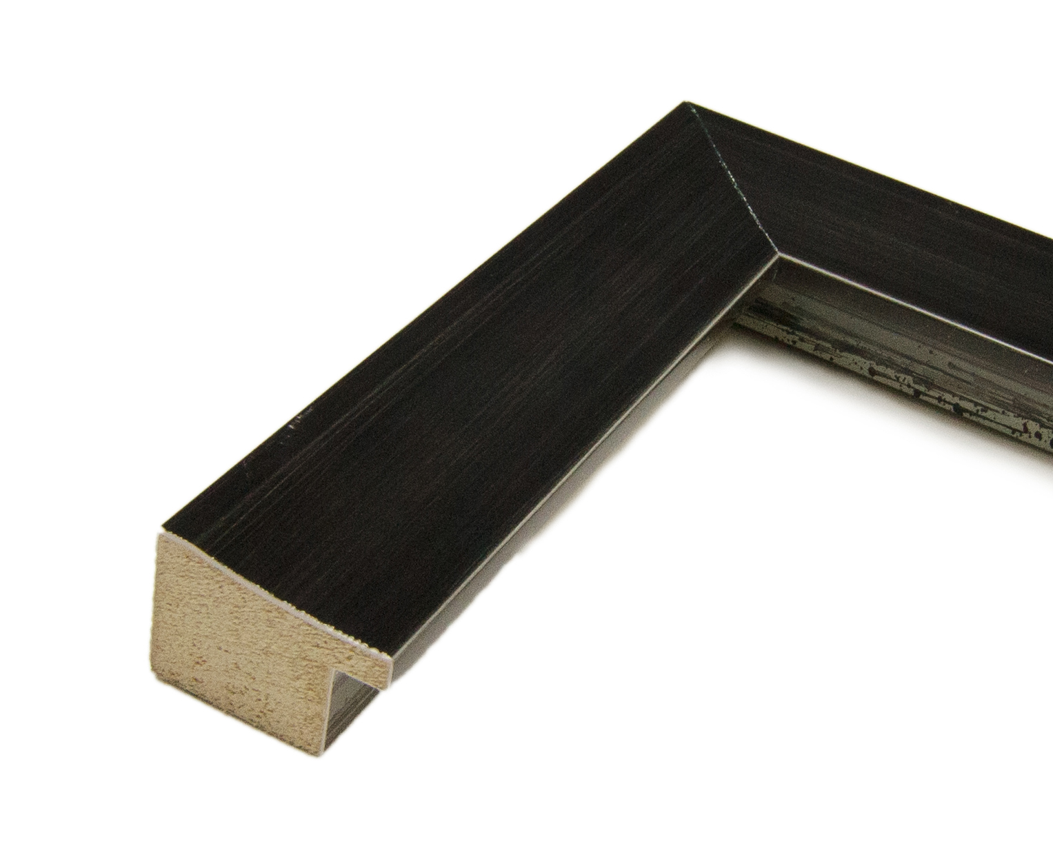 OM-83731: 1 1/4" Wide Glossy Charcoal Grey, Scooped Wood Frame(9/16" Rabbet)