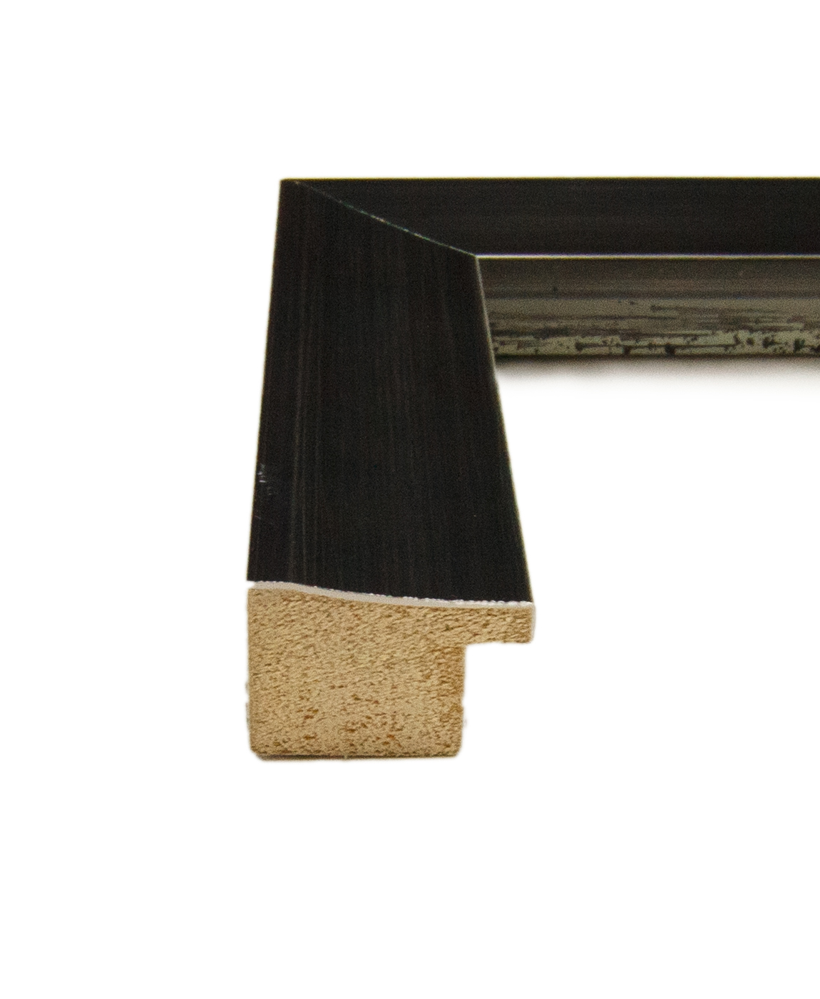 OM-83731: 1 1/4" Wide Glossy Charcoal Grey, Scooped Wood Frame(9/16" Rabbet)