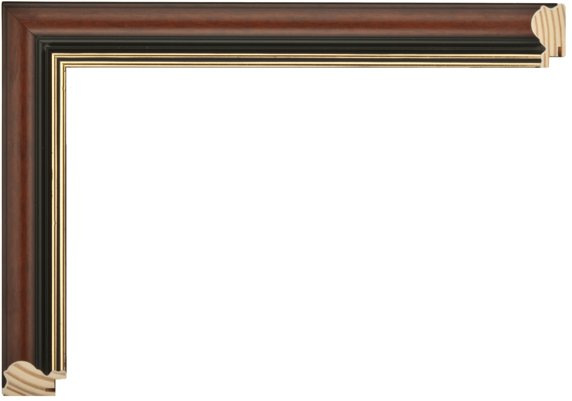 W-9361: 1 1/2" Wide Wood Tone with Gold Lip Wood Frame (3/8" Rabbet)