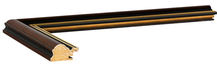 W-9361: 1 1/2" Wide Wood Tone with Gold Lip Wood Frame (3/8" Rabbet)