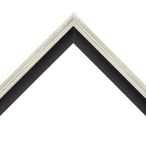 OM-84218: 5/8" Wide Silver Leaf Floater With Black Wood Floater Frame (1 1/2" Rabbet)